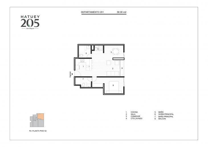 Plano del modelo 201 del proyecto HATUEY 205 en San Miguel