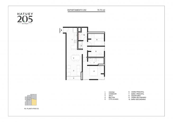 Plano del modelo 202 del proyecto HATUEY 205 en San Miguel