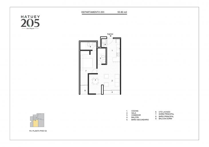 Plano del modelo 203 del proyecto HATUEY 205 en San Miguel