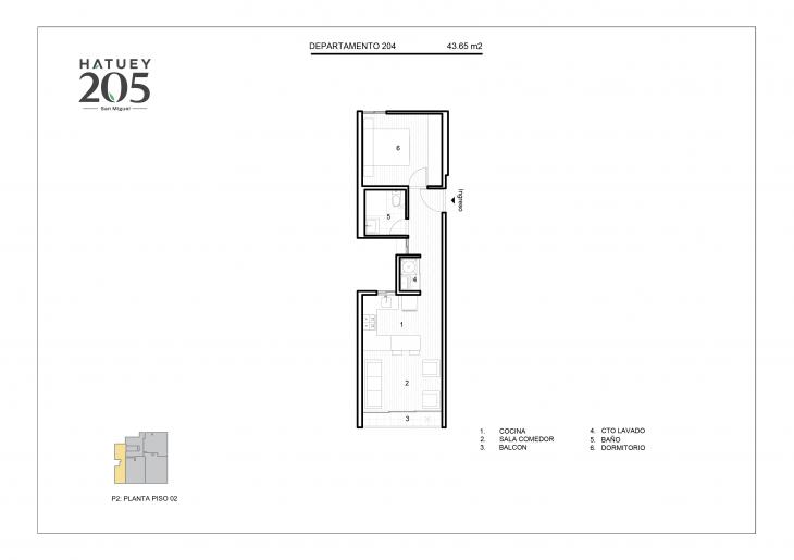 Plano del modelo 204 del proyecto HATUEY 205 en San Miguel