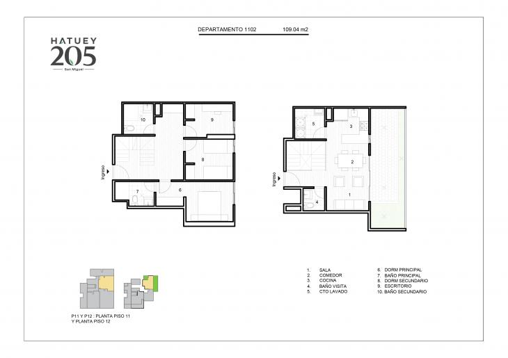 Plano del modelo 1102 del proyecto HATUEY 205 en San Miguel