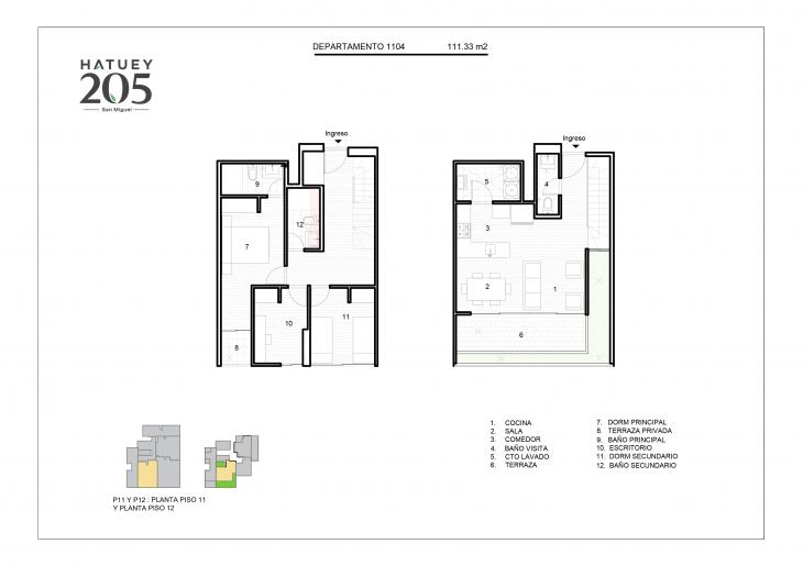 Plano del modelo 1104 del proyecto HATUEY 205 en San Miguel