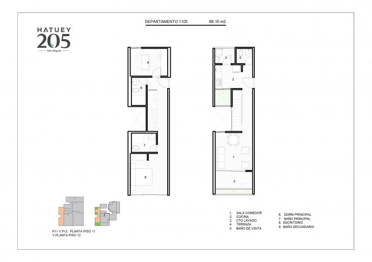 Plano del modelo 1105 del proyecto HATUEY 205 en San Miguel