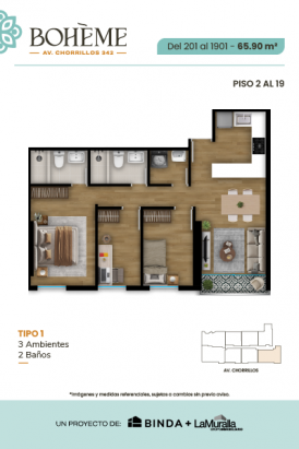 Plano del modelo 1 del proyecto BOHEME en Chorrillos