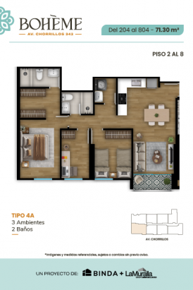 Plano del modelo 4A del proyecto BOHEME en Chorrillos