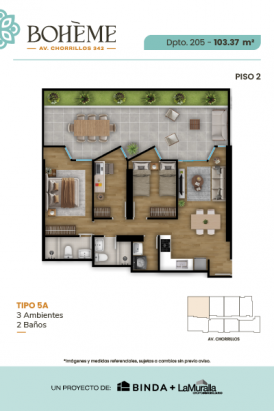 Plano del modelo 5A del proyecto BOHEME en Chorrillos