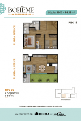 Plano del modelo 3C del proyecto BOHEME en Chorrillos