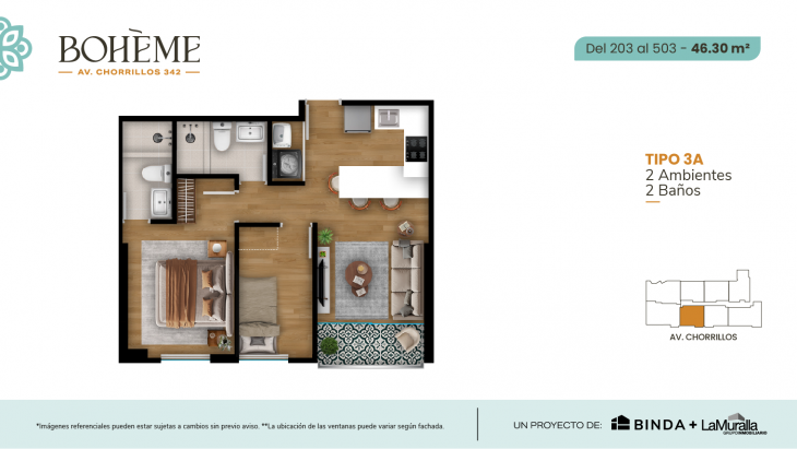 Plano del modelo 3A del proyecto BOHEME en Chorrillos