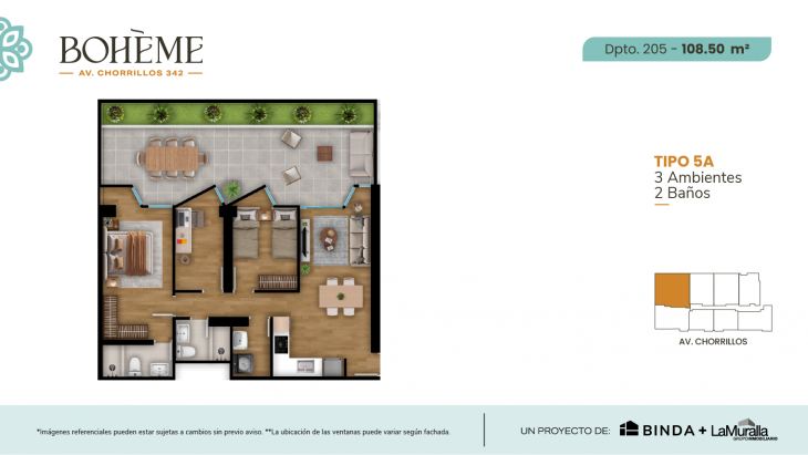 Plano del modelo 5A del proyecto BOHEME en Chorrillos