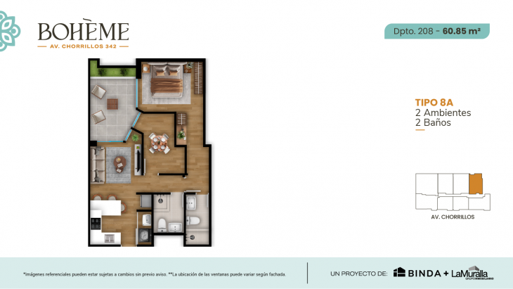 Plano del modelo 8A del proyecto BOHEME en Chorrillos
