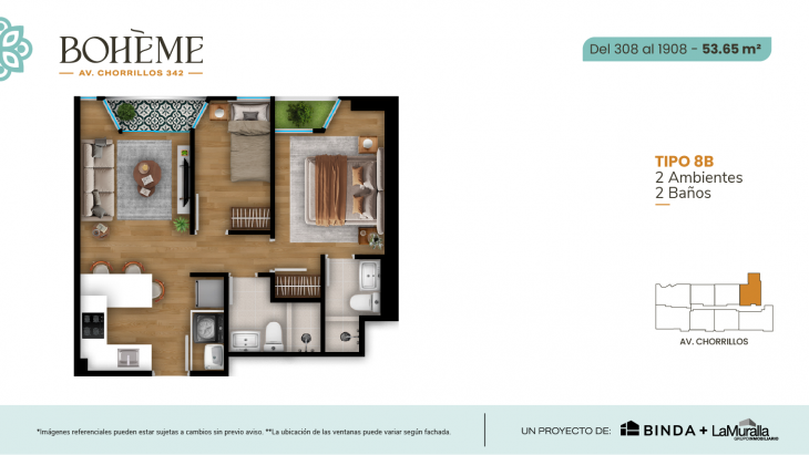 Plano del modelo 8B del proyecto BOHEME en Chorrillos