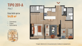 Plano del modelo A-201 del proyecto Sol Boulevard en Chorrillos
