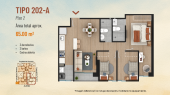 Plano del modelo A-202 del proyecto Sol Boulevard en Chorrillos