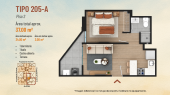 Plano del modelo A-205 del proyecto Sol Boulevard en Chorrillos