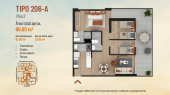 Plano del modelo A-206 del proyecto Sol Boulevard en Chorrillos
