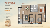 Plano del modelo A-X03 del proyecto Sol Boulevard en Chorrillos