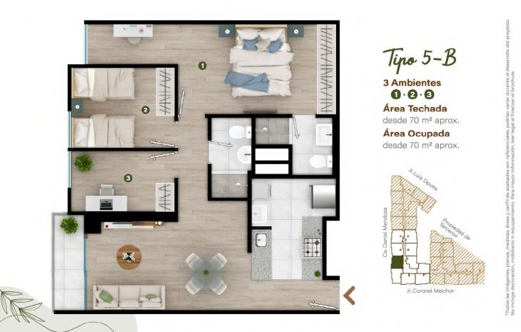 Plano del modelo TIPO - 5B del proyecto Condominio Villalegre en Santiago De Surco