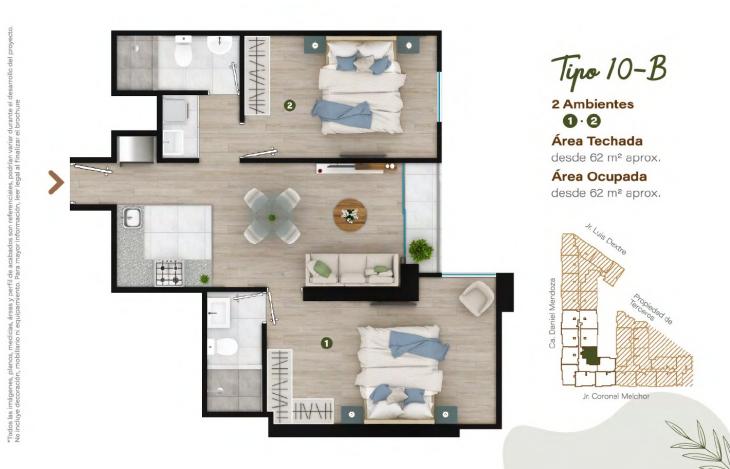 Plano del modelo TIPO - 10B del proyecto Condominio Villalegre en Santiago De Surco