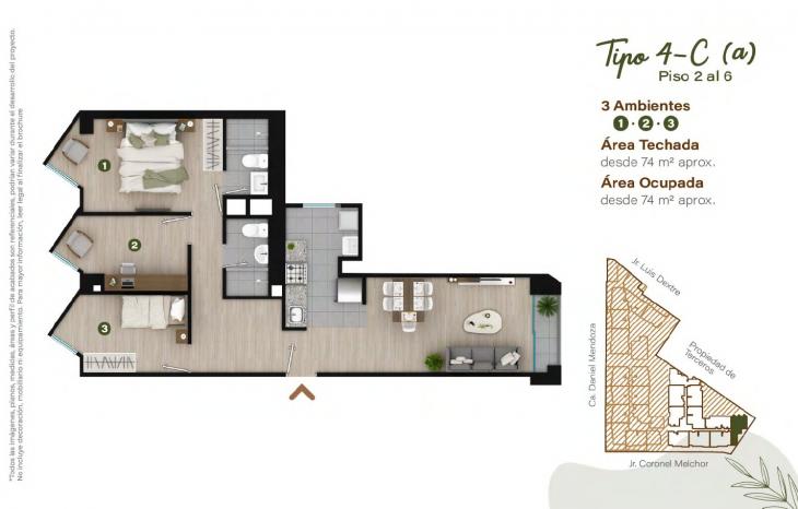 Plano del modelo TIPO - 4C-A del proyecto Condominio Villalegre en Santiago De Surco
