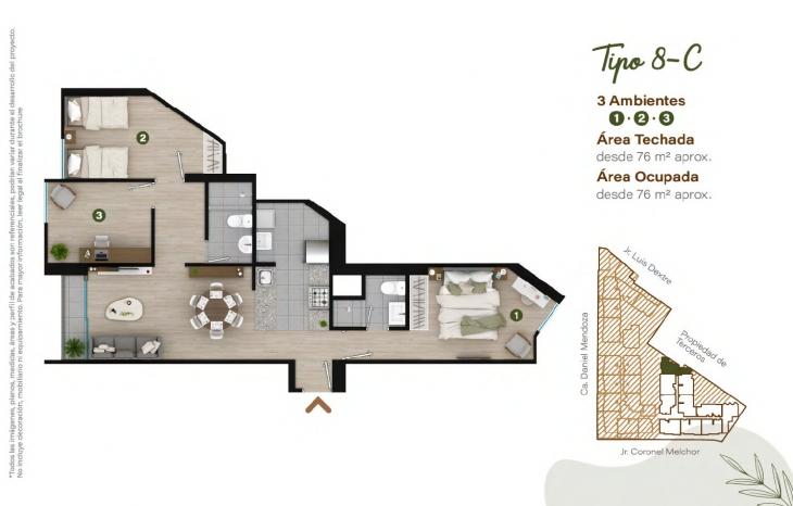 Plano del modelo TIPO - 8C del proyecto Condominio Villalegre en Santiago De Surco