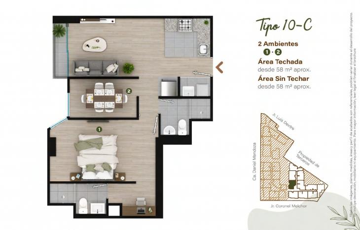 Plano del modelo TIPO - 10C del proyecto Condominio Villalegre en Santiago De Surco