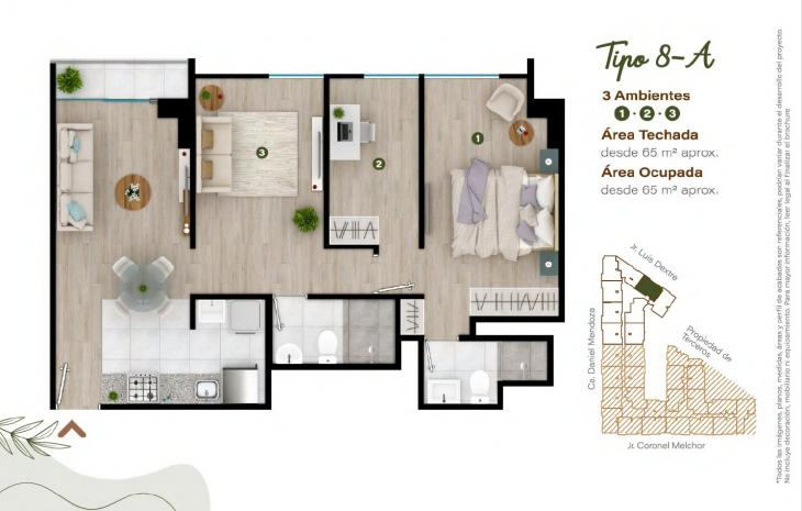 Plano del modelo TIPO - 8A del proyecto Condominio Villalegre en Santiago De Surco