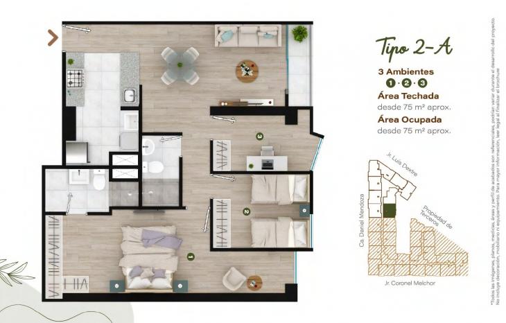 Plano del modelo TIPO - 2A del proyecto Condominio Villalegre en Santiago De Surco