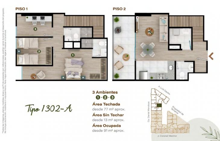 Plano del modelo TIPO - 1302A del proyecto Condominio Villalegre en Santiago De Surco