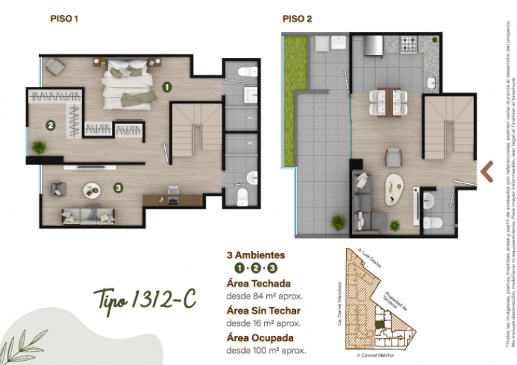 Plano del modelo TIPO - 1312C del proyecto Condominio Villalegre en Santiago De Surco
