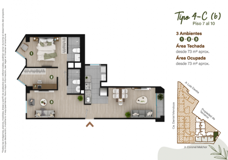 Plano del modelo TIPO - 4C-B del proyecto Condominio Villalegre en Santiago De Surco