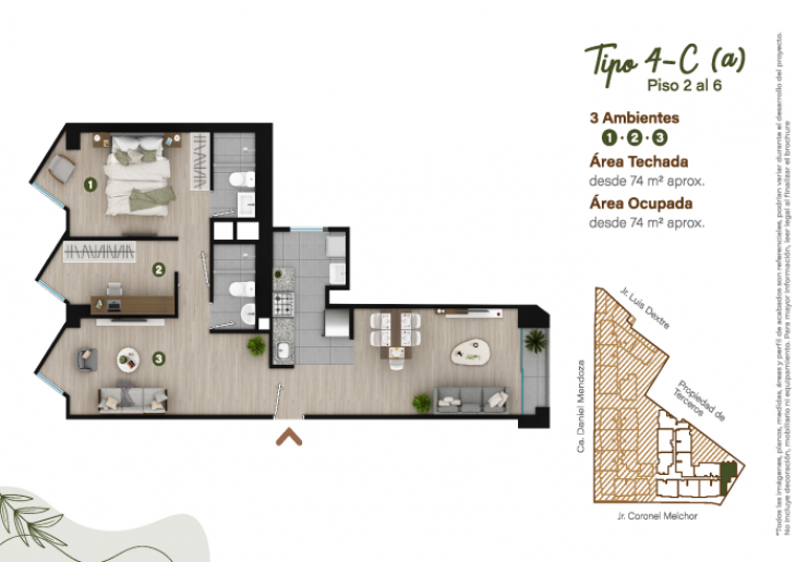Plano del modelo TIPO - 4C-A del proyecto Condominio Villalegre en Santiago De Surco