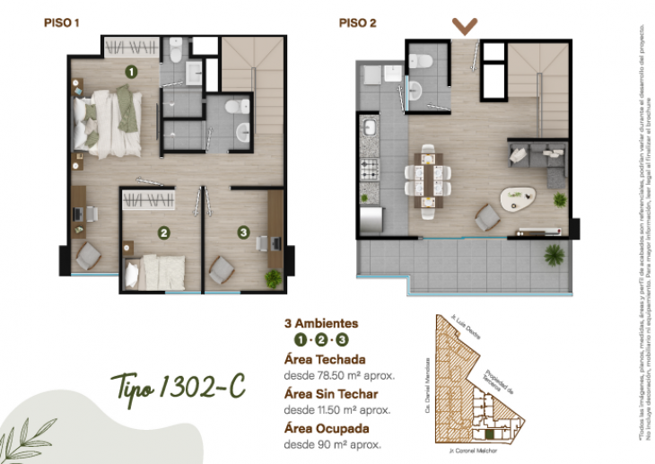Plano del modelo TIPO - 1302C del proyecto Condominio Villalegre en Santiago De Surco