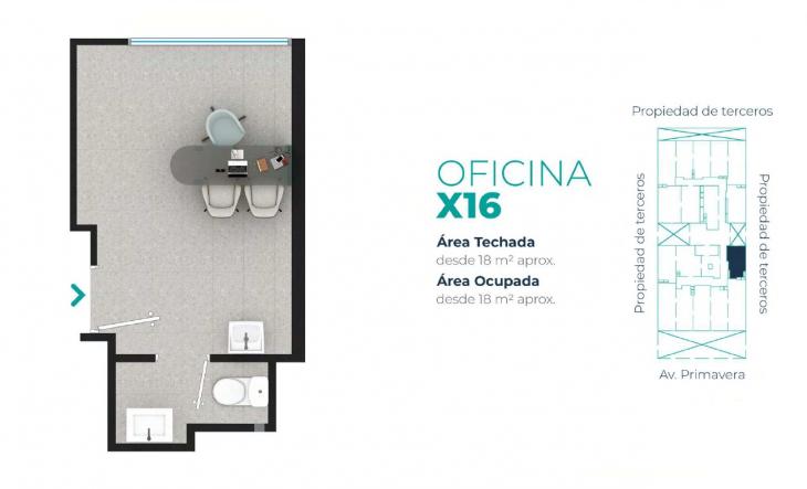 Plano del modelo X16 del proyecto EDIFICIO OFICINAS BOUTIQUE PRIMAVERA MEDIC en San Borja