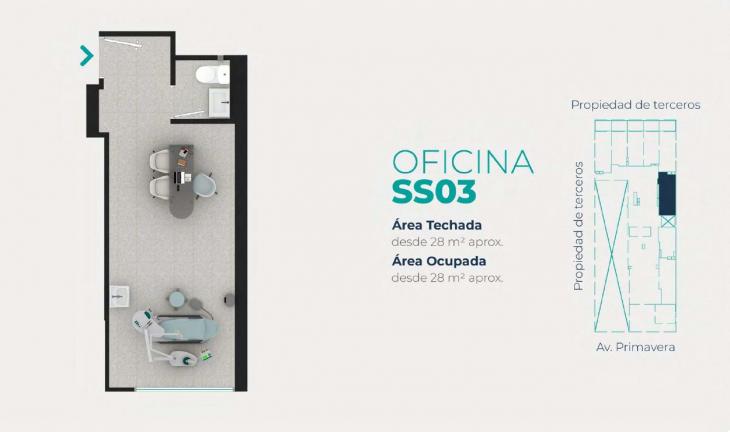 Plano del modelo SS03 del proyecto EDIFICIO OFICINAS BOUTIQUE PRIMAVERA MEDIC en San Borja