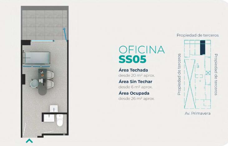 Plano del modelo SS05 del proyecto EDIFICIO OFICINAS BOUTIQUE PRIMAVERA MEDIC en San Borja