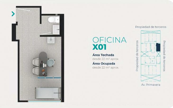 Plano del modelo X01 del proyecto EDIFICIO OFICINAS BOUTIQUE PRIMAVERA MEDIC en San Borja