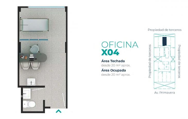 Plano del modelo X04 del proyecto EDIFICIO OFICINAS BOUTIQUE PRIMAVERA MEDIC en San Borja