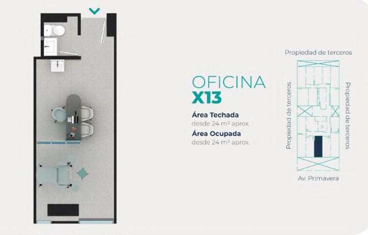 Plano del modelo X13 del proyecto EDIFICIO OFICINAS BOUTIQUE PRIMAVERA MEDIC en San Borja