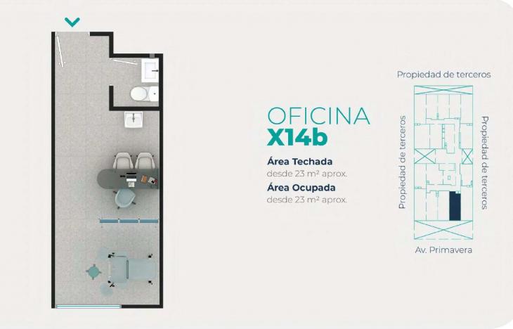 Plano del modelo X14-B del proyecto EDIFICIO OFICINAS BOUTIQUE PRIMAVERA MEDIC en San Borja