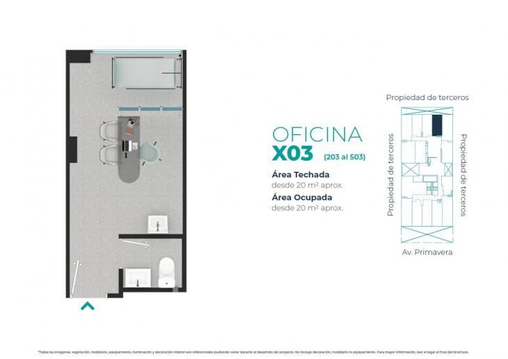 Plano del modelo X03 del proyecto EDIFICIO OFICINAS BOUTIQUE PRIMAVERA MEDIC en San Borja