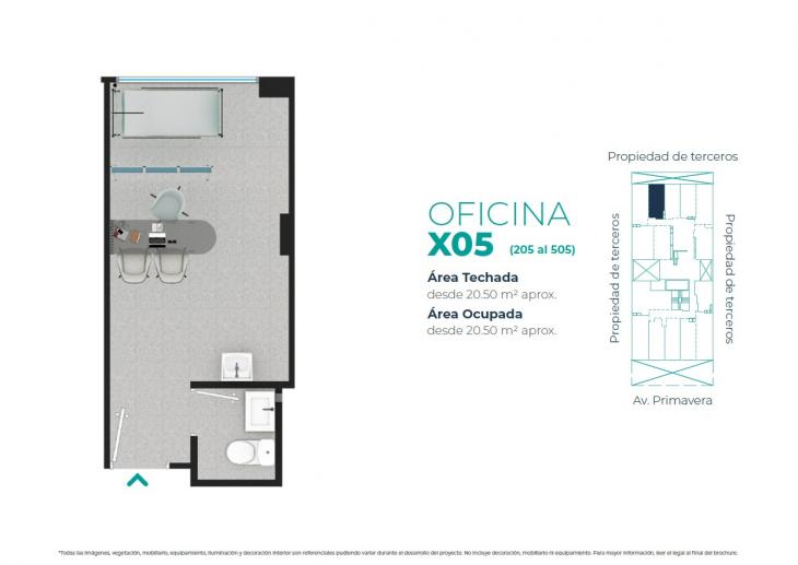 Plano del modelo X05 del proyecto EDIFICIO OFICINAS BOUTIQUE PRIMAVERA MEDIC en San Borja