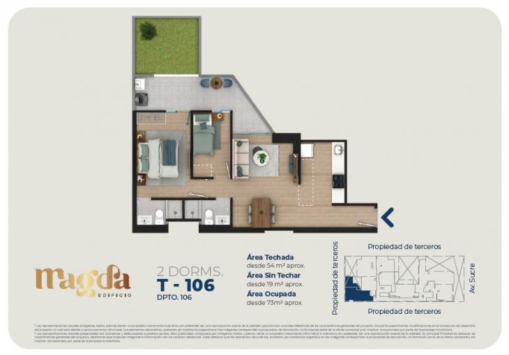 Plano del modelo TIPO 106 del proyecto Edificio Magda en Magdalena Del Mar