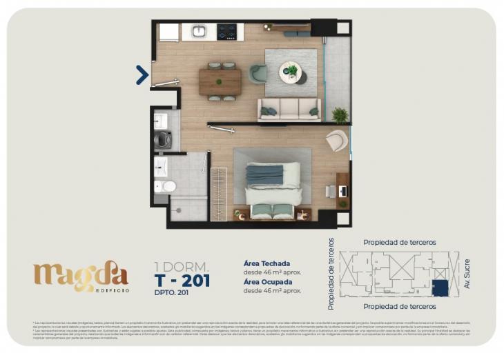 Plano del modelo TIPO 201 del proyecto Edificio Magda en Magdalena Del Mar