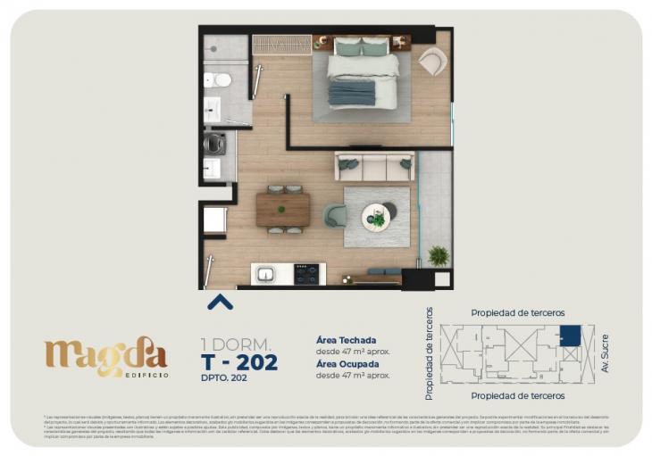 Plano del modelo TIPO 202 del proyecto Edificio Magda en Magdalena Del Mar