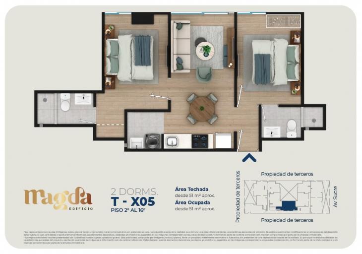 Plano del modelo TIPO X05 del proyecto Edificio Magda en Magdalena Del Mar