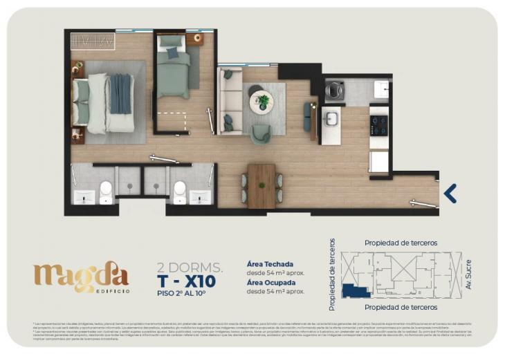 Plano del modelo TIPO X10 del proyecto Edificio Magda en Magdalena Del Mar