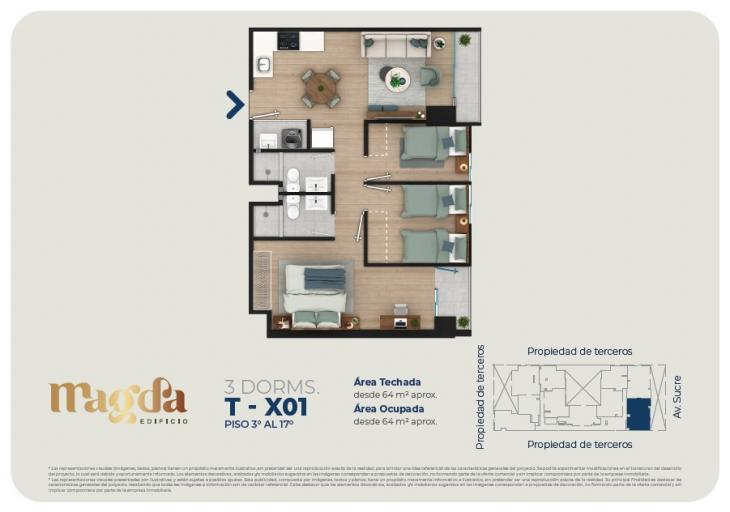 Plano del modelo TIPO X01 del proyecto Edificio Magda en Magdalena Del Mar