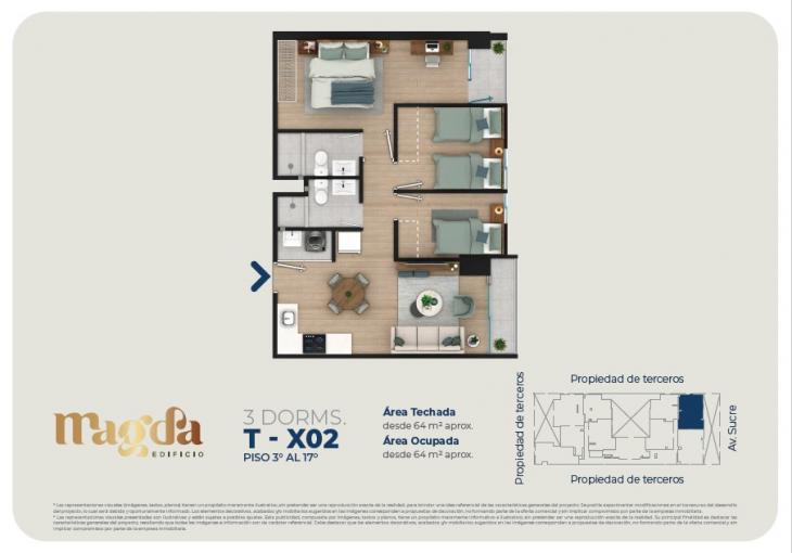Plano del modelo TIPO X02 del proyecto Edificio Magda en Magdalena Del Mar