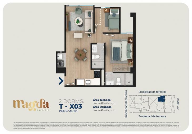 Plano del modelo TIPO X03 del proyecto Edificio Magda en Magdalena Del Mar