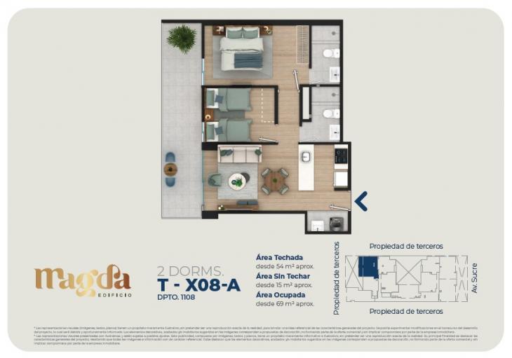 Plano del modelo TIPO X08A del proyecto Edificio Magda en Magdalena Del Mar